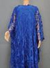 Plus Size African Women's Loose Long Robe Dress with Water Soluble Lace & Short Sleeves