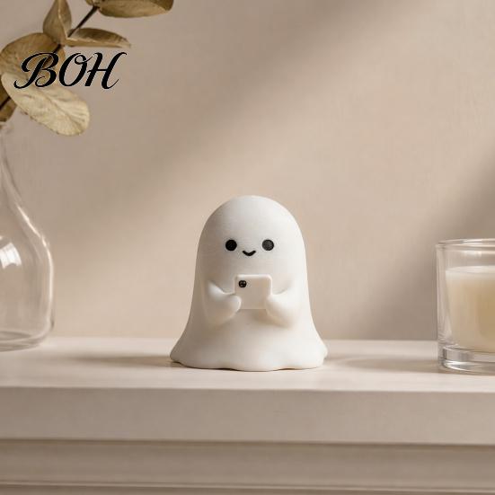 Durable Pla Figurine Halloween Ghost Figurine, 3D Printed Cute Rock Statue, Whimsical Desk Decor Funny Coffee Table Centerpieces Shelf Mantel