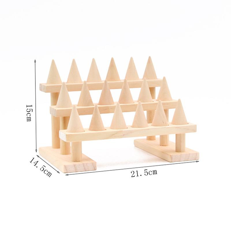 Cone Ring Display Holder Jewelry Display Stand Ring Showcase Storage Tray For Counter Shows Wooden Base Shop Decor