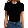 Women’s Casual Crew Neck Short Sleeve Pullover Top Ribbed Knit Lightweight Comfortable Shirt for Daily Wear