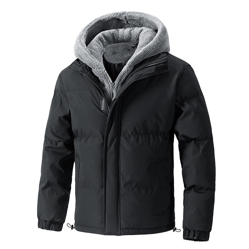 Men's Plus Size Hooded Cotton Fleece Jacket - Warm, Cold-Resistant, Padded for Autumn/Winter 2025.