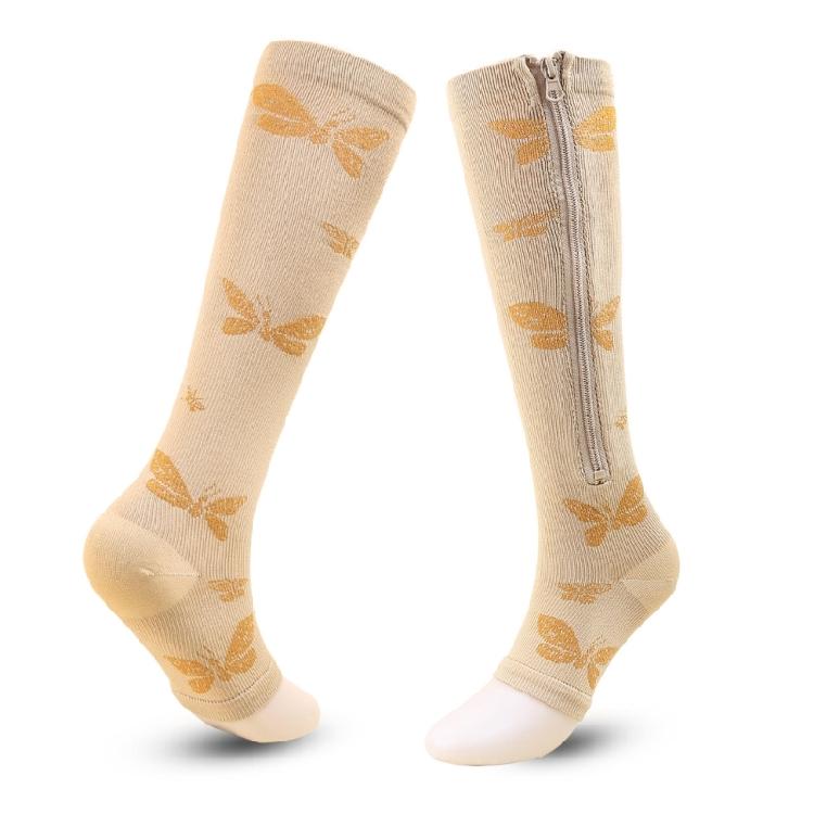 15-20mmHg Zip Socks Zippr Compression Socks for Women and Men Toeless Calf Socks
