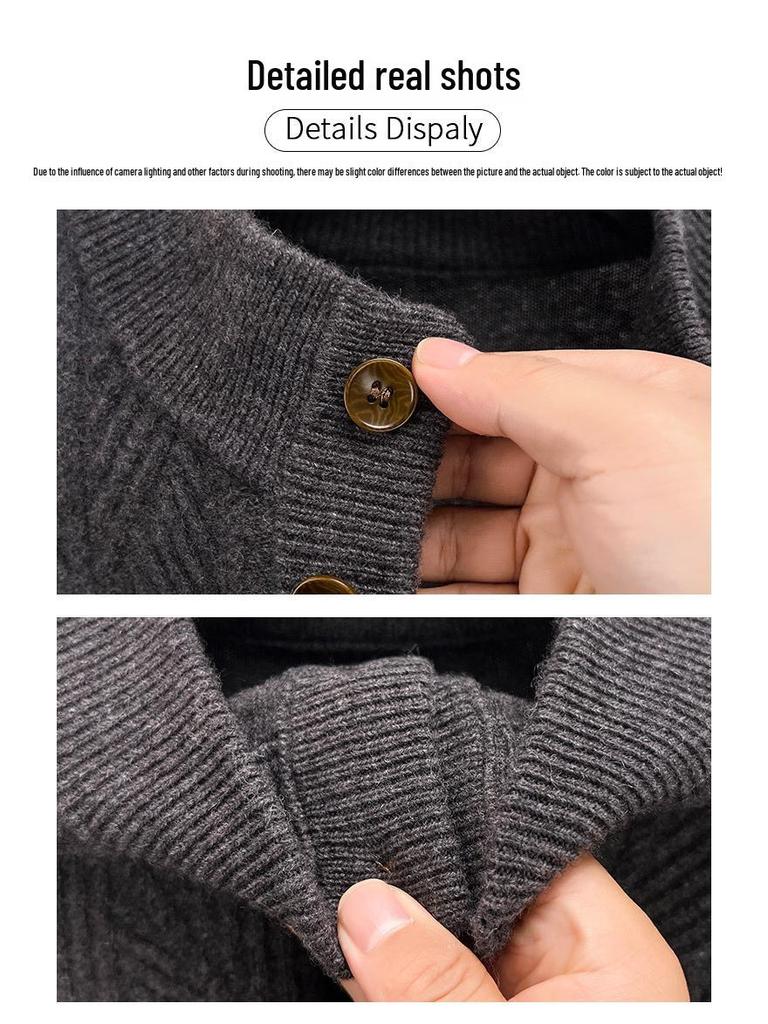 Herren Premium 100% Wolle Dicker Winterpullover mit Jacquard-Design