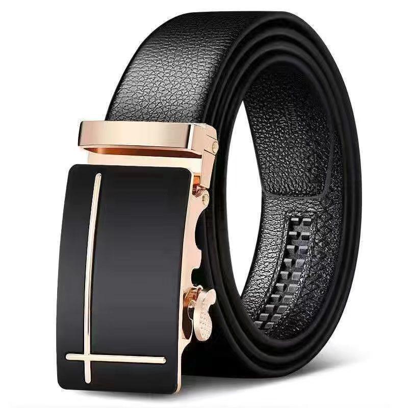 Trendy Youth & Middle-Aged Men's Genuine Leather Automatic Buckle Belt - Korean Style for Casual & Business Wear