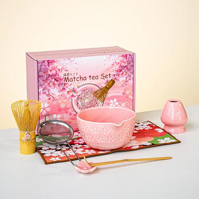 Japanese Matcha Bowl and Whisk Holder Tea Bowl with Pouring Spout for Office Table Tea Ceremony Party Gift