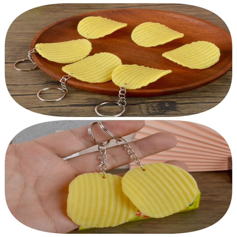 1Pc Simulated Potato Chips Model Simulated Food Snack Potato Chips Props 1:1 Fake Potato Chips Food Game Keychain Pendant