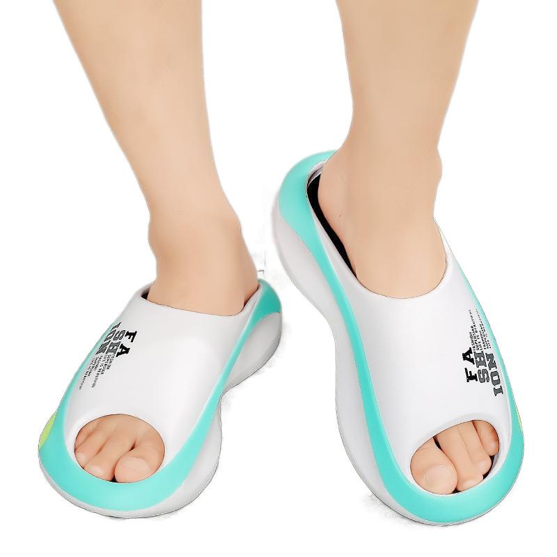New summer color matching EVA thick bottom stepping on shit feeling couple one-word drag casual men's and women's slippers fashion sports trend drag