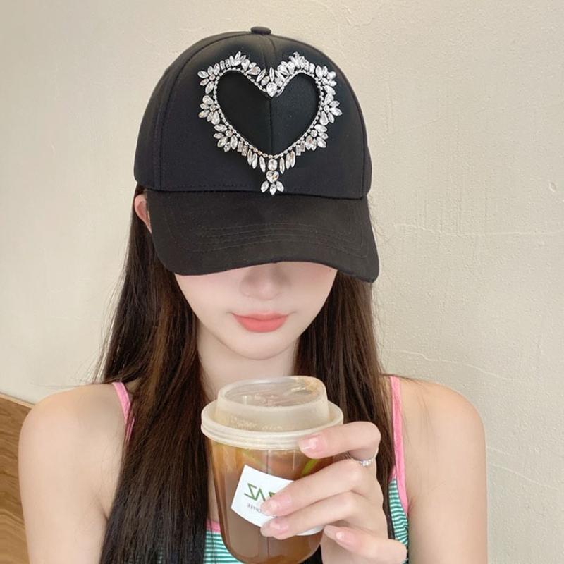 Luxury Rhinestone Baseball Caps for Women Heart Pattern Fashion Women's Hats Cotton Snapback Cap Versatile Girl's Hat Tide