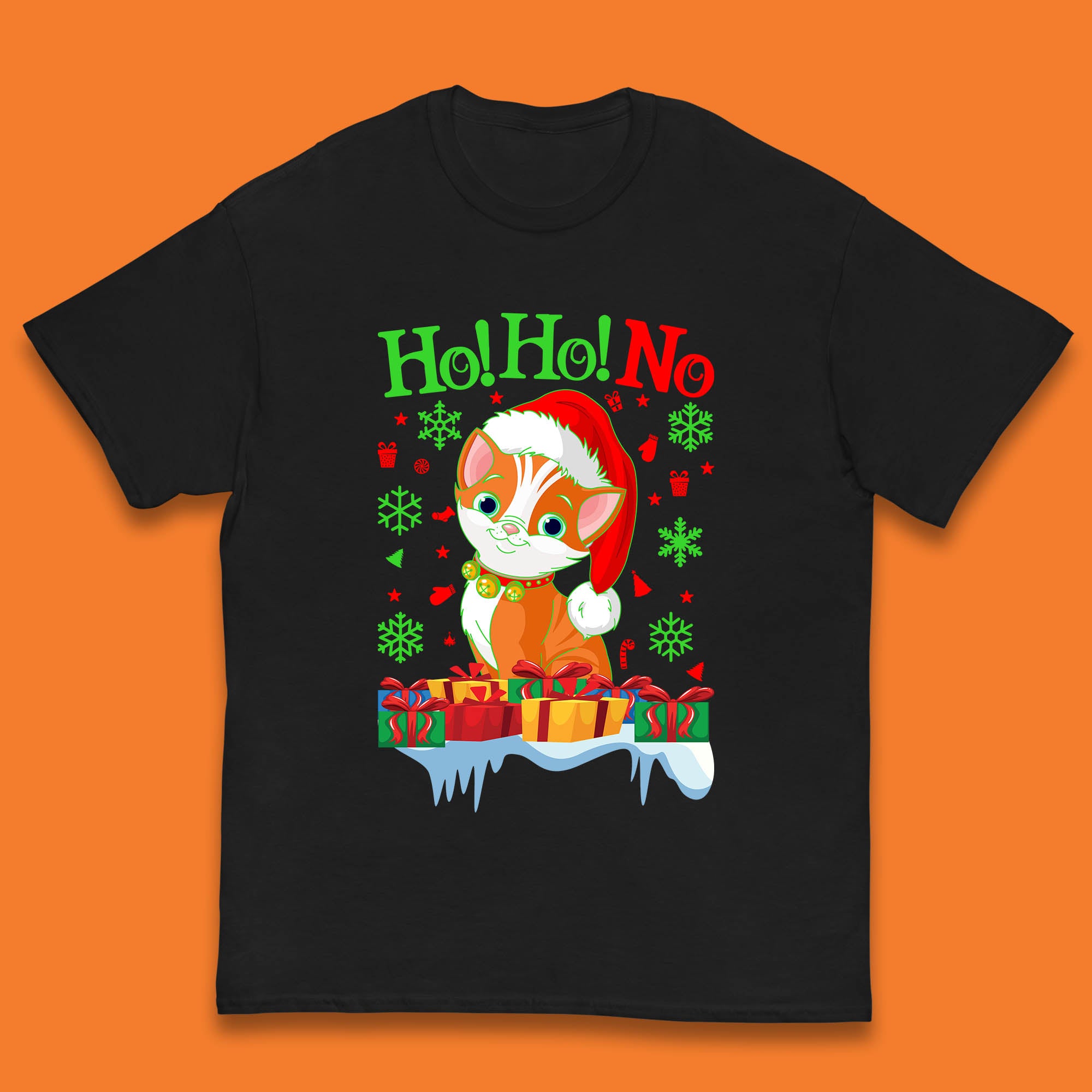 

Ho Ho No Christmas Kids T Shirt Christmas Santa Cat Gifts Top 150