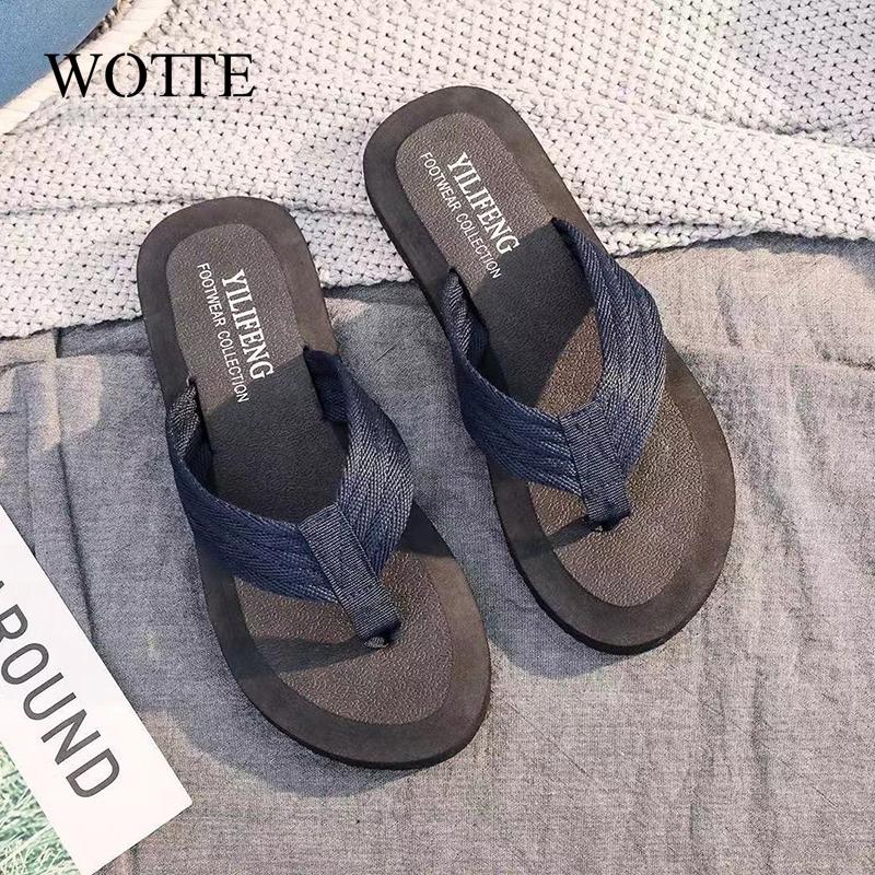 WOTTE Flip Flops Men Bath Beach Sandals Slippers for Men Flats chaussure homme Non-slip Shoes Male Men Sandals Indoor&Outdoor