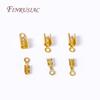18K Gold Plated Leather Clip Connector Brass Metal Rope Fastener Crimp Fold Over Cord End Cap For DIY Jewelry Making Supplies