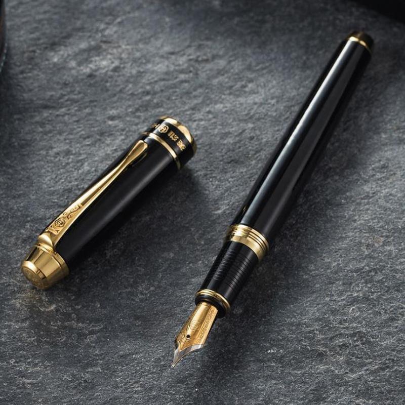 Hero 953 High-end Vintage Black Barrel Fountain Pen Gold Trim 0.5mm Iridium Fine Nib Office School Writing Gift Pen Accessory