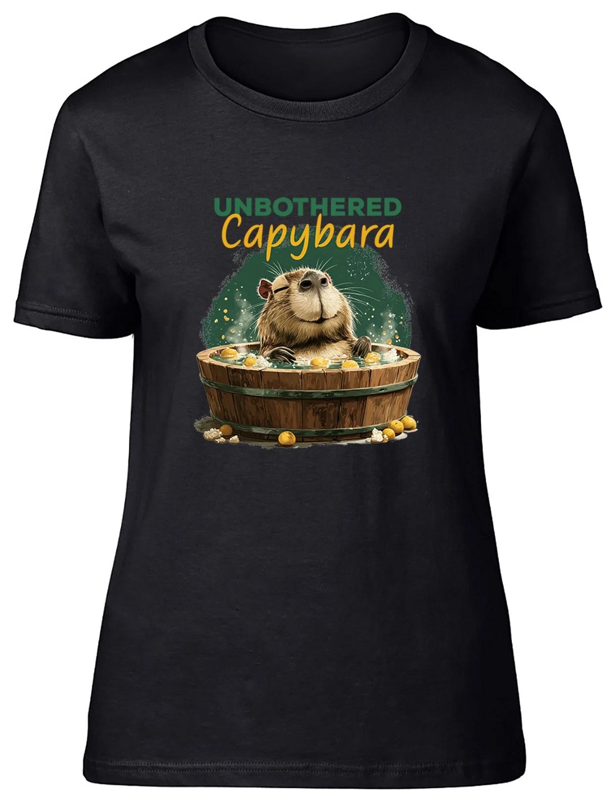 Unbothered Capybara Funny Womens T-Shirt Ladies Gift Tee M
