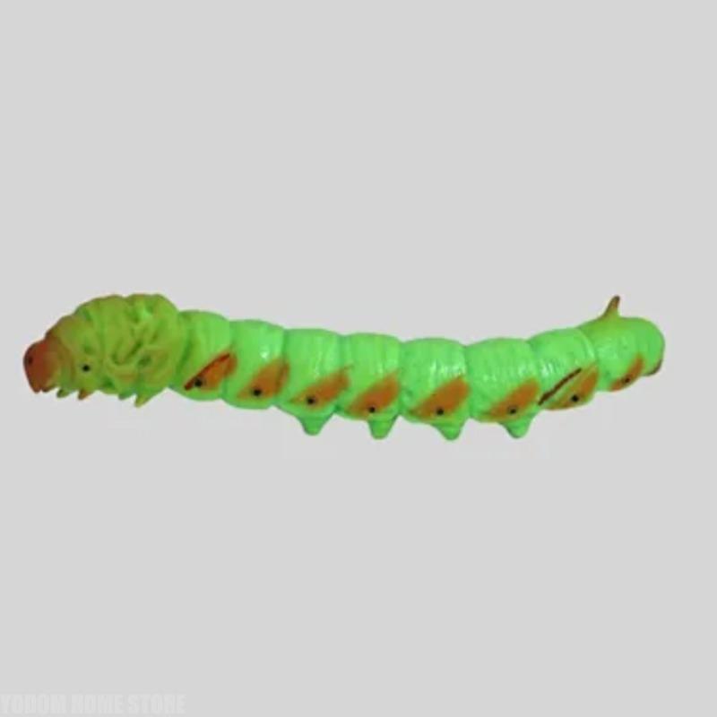 Large Soft Silicone Simulation Green Caterpillar Silkworm Model Tricky Scary Toy Early Education Cognition Decor Prop