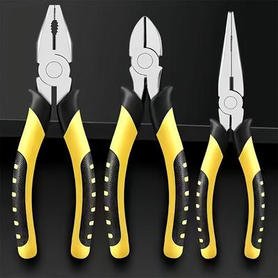 3pcs Carbon Steel Clip Set, 6 Inch Multi-Functional Clip, Wire Cutter with Anti-Slip and Rust- Pointed Clip for Indoor and Outdoor Maintenance Tools
