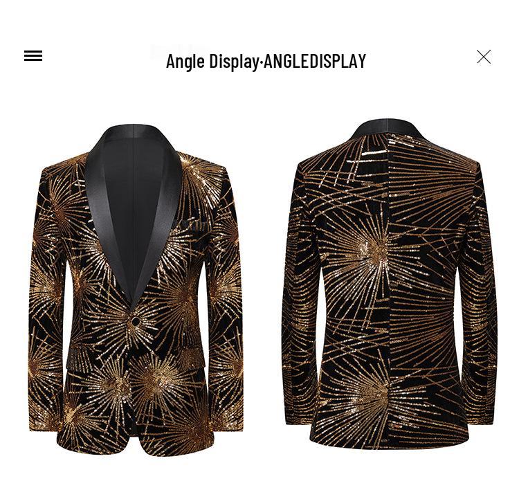 Jachetă Tuxedo Trendy cu Paiete pentru Bărbați, pentru Performanță pe Scenă