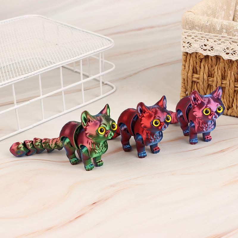 1PC 3D Printable Movable Tail Joints Cute Cat Ornament Children's Gift Toy Model Car Desktop Decorations New High Quality Gift