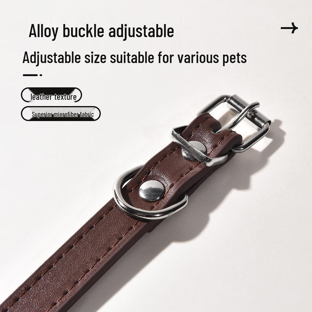 PU Leather Dog & Cat Collar for Small/Medium Breeds - Outdoor Walking Accessory