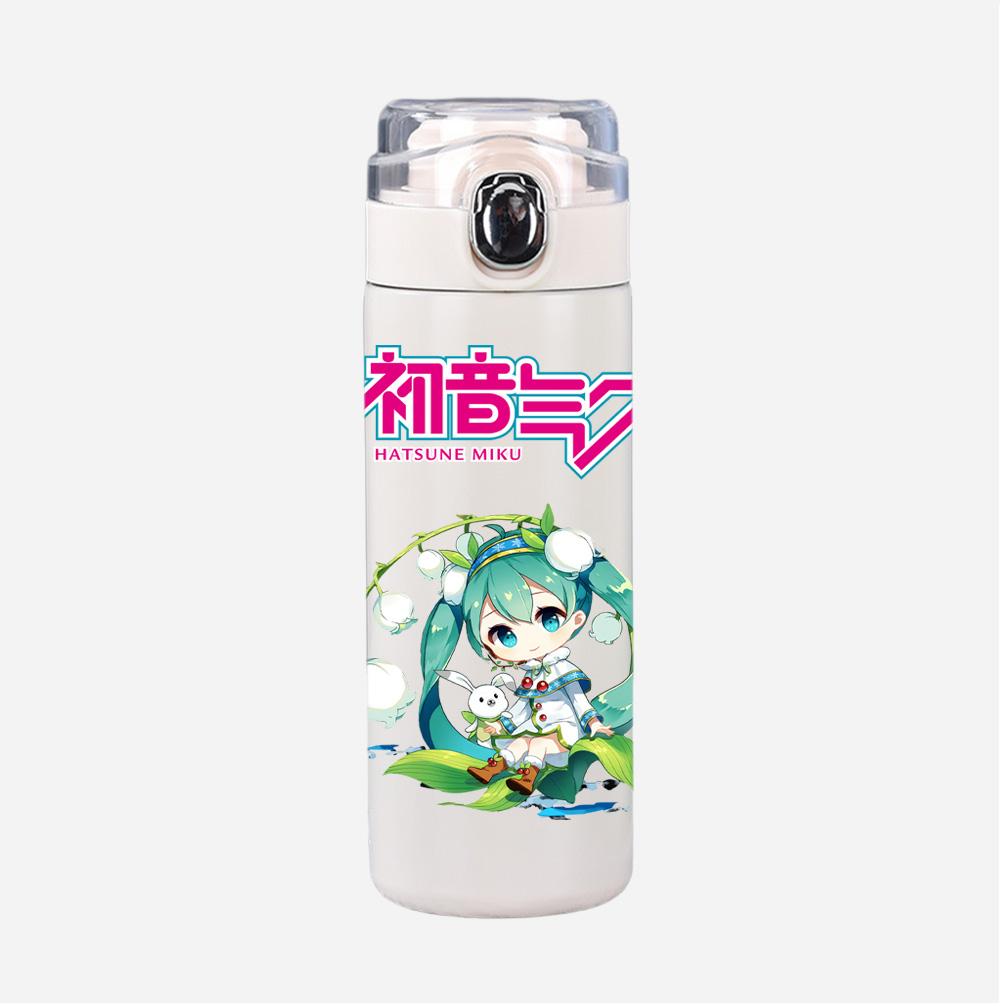 Tazza Termica Stampata Anime Hatsune Miku Portatile Acciaio Inossidabile 400ml Borraccia Anti-perdita Tazza da Campeggio Regalo