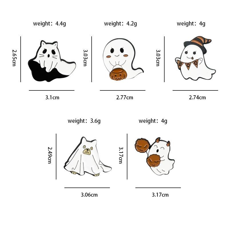 Creative Halloween Pumpkin and Little Ghost Brooch - Cute Cartoon Badge and Alloy Accessories