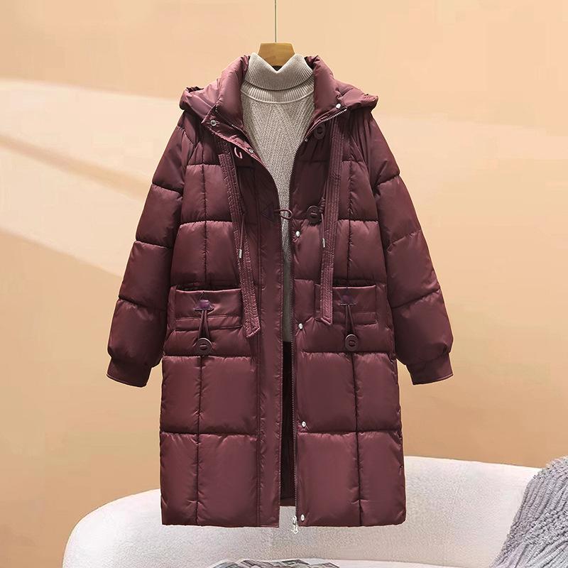 New Mid-length Thickened Hooded Down Cotton Coat, Loose Winter Cotton Coat, Women's Slim Cotton Jacket