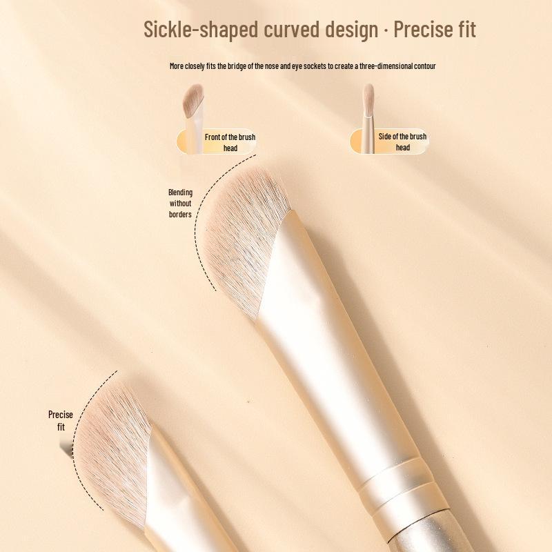 Sickle-Shaped Nose Contour Brush: Half-Fan Slanted Head for Highlighting, Contouring, and Shading. Ideal Small Brush for Beginners.