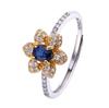 S925 Sterling Silver Inlaid Natural Colored Jewelry Ring Women'S High-End Jewelry