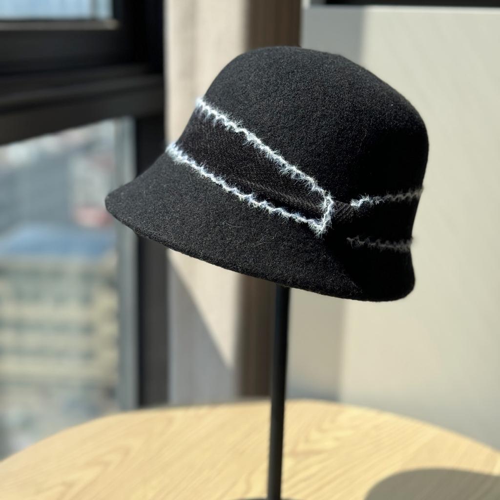 New Style Wool Hat for Women in Autumn and Winter New Fashion Versatile Face Showing Small Basin Hat Retro British Style Fisherman Hat