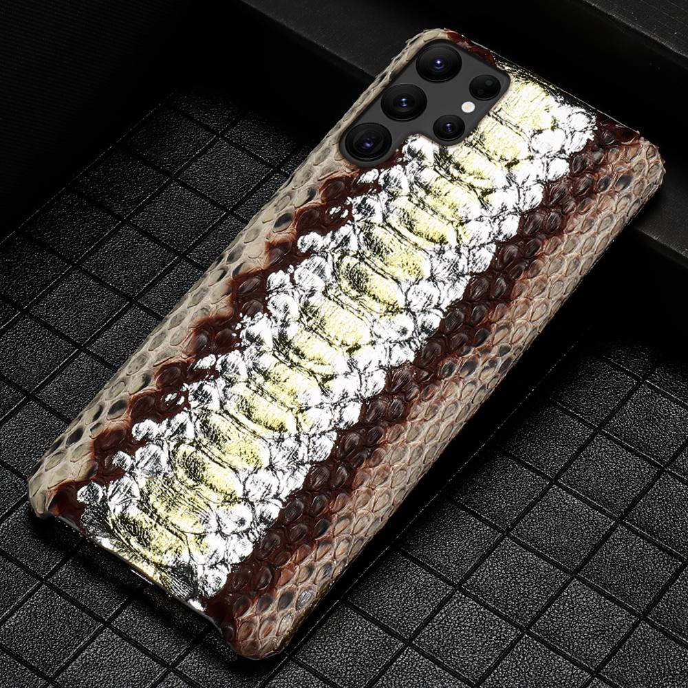LANGSIDI Luxus Python Echtes Leder Case für Samsung Galaxy S23 S24 S25 S26 Ultra S22 Plus A56 A57 Schlangenhaut Leder Hülle