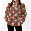 Women's Christmas Print Half Zip Pullover Long Sleeve Casual Top for Holiday Winter