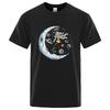 Summer Unisex Short Sleeve T Shirt Casual Loose Fit Astronaut Graphic Print Cotton Blend Round Neck Breathable Fashion Tee