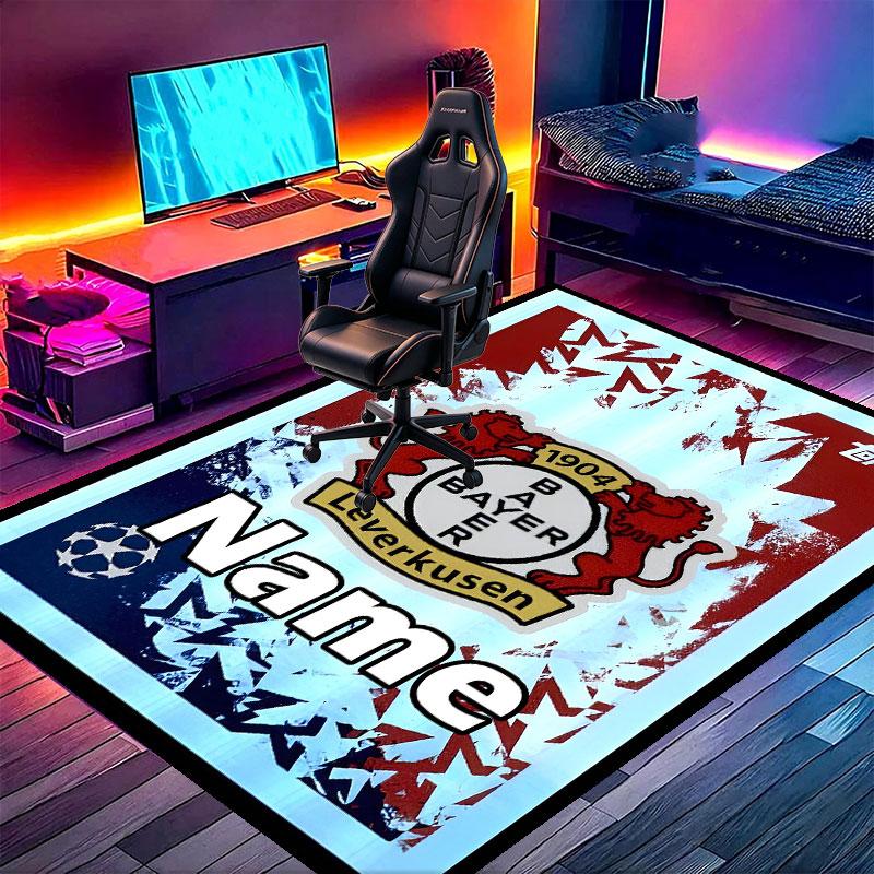 Custom Name Personalized Bayer 04 Leverkusen Print Carpet, Versatile Home Decor Rug, for Playroom, Apartment, Balcony, Entryway, Hallway Gift