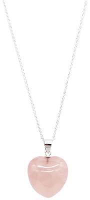 Natural Stone Power Stone Heart Necklace 60cm Long Simple 925 Sterling Silver Made In Japan SV12 Rose Quartz [miwaki] Women's