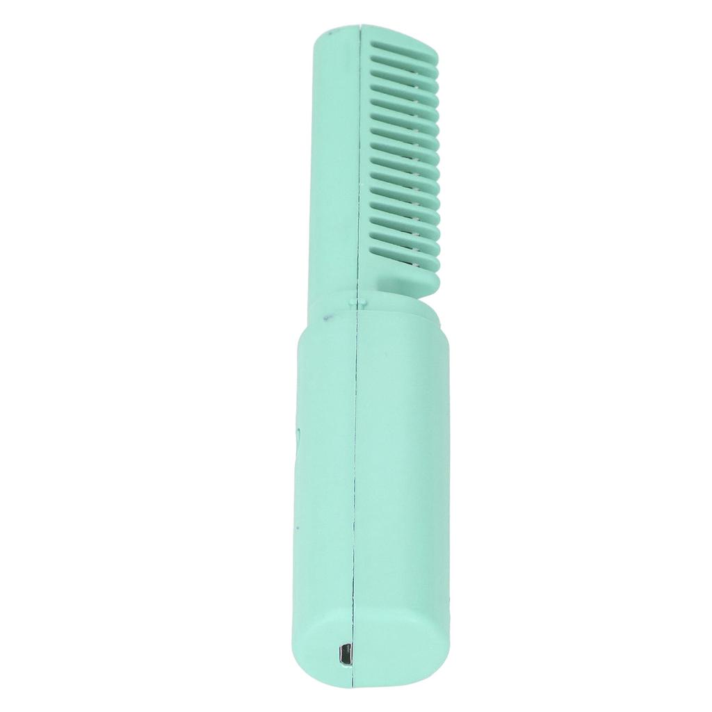Hair Straightener Comb Brush Cordless Mini Rechargeable Electric Hair Curler for Home Travel Green
