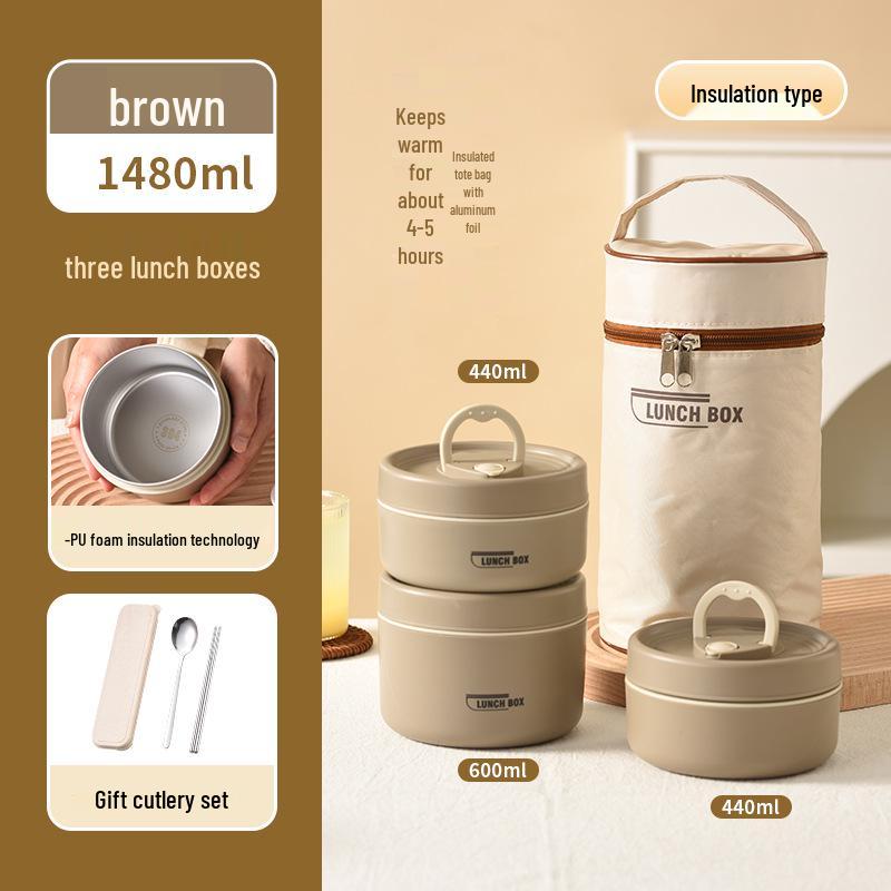304 Stainless Steel Leak-Proof Multi-Layer Insulated Lunch Box for Office Workers & Students, Microwave Safe & Portable