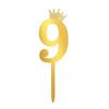 Number Cake Topper Gold Silver Crown Acrylic 0-9 Digital Birthday Party Cake Insert Cake Decoration Wedding Cakes Dessert Decor