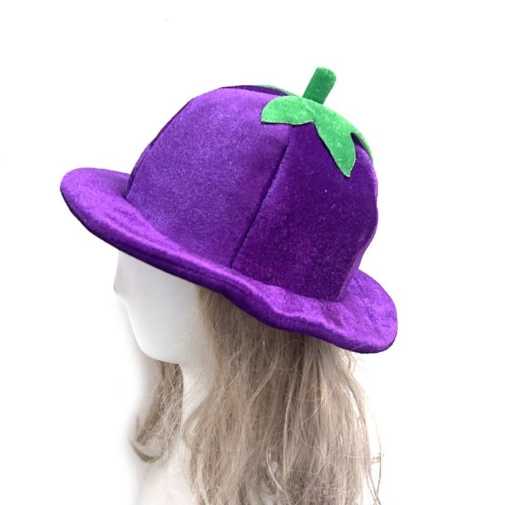 Creative Vegetable Headwear Comfortable Eggplant Party Headgear Plush Eggplant Hat Carnivals