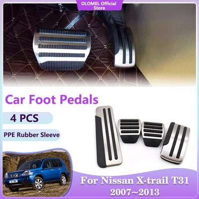 Pedais para Nissan X-trail XTrail T31 Rogue 2007~2013 Resto Freio Acelerador Bandeja de Aço Inoxidável Pad Interior do Carro Acessórios