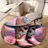 Cowgirl Boots Hat Circular Rug Office Decorative Carpet For Living Room Bedroom Door Mat Floor Carpet Computer Chair Area Rug