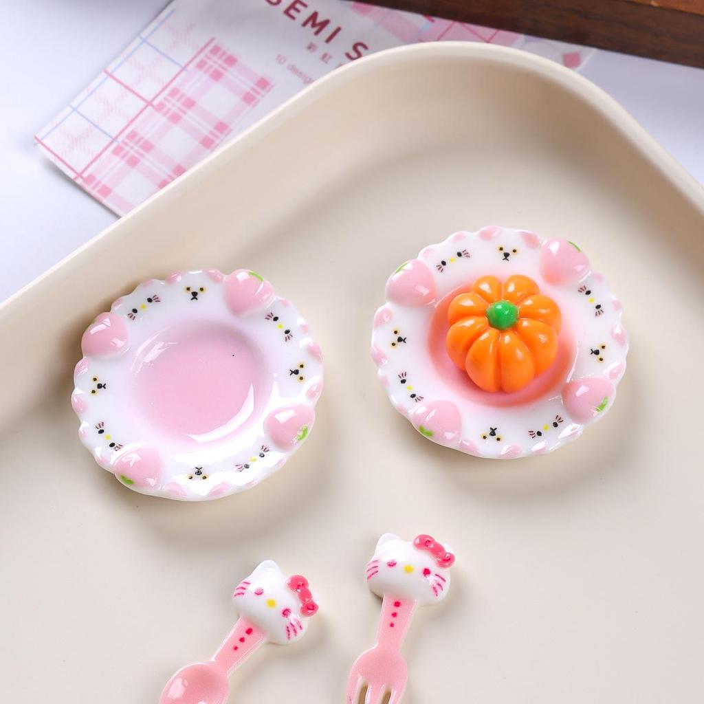 Resin Food Toy Dessert Plate Small Accessories for DIY Playhouse