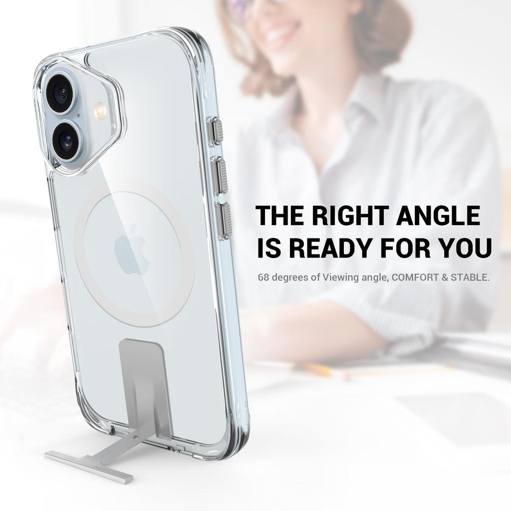 For iPhone 17 Case Compatible with MagSafe TPU+PC Clear Phone Cover with Kickstand
