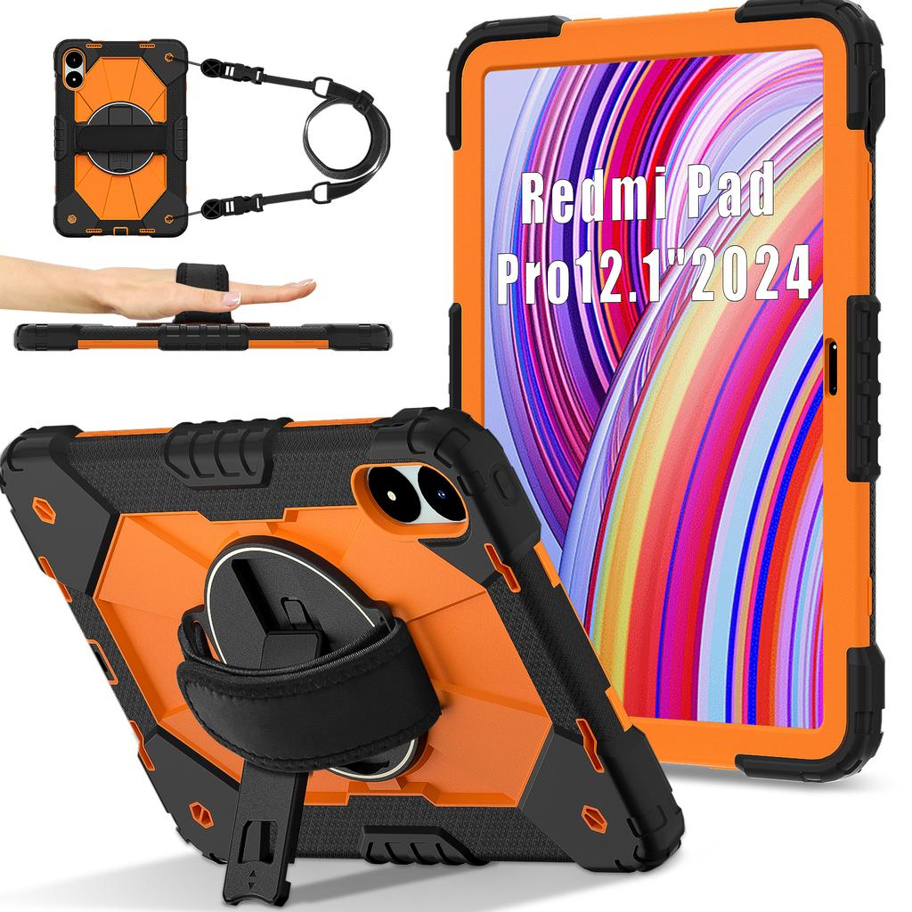 For Xiaomi Redmi Pad Pro 5G/Pad Pro/Poco Pad 4G Case Kickstand Silicone+PC Tablet Cover with Shoulder Strap