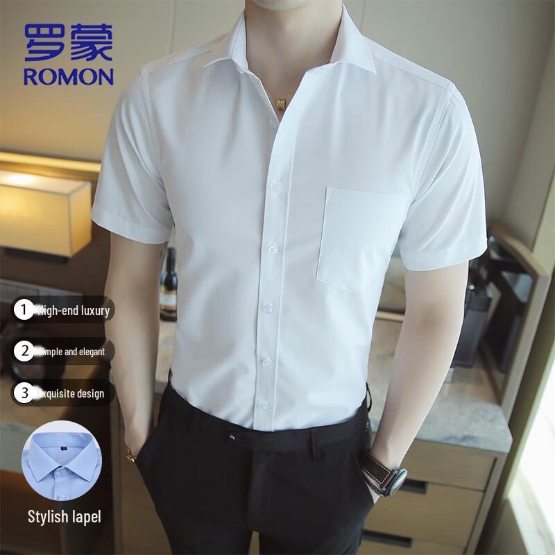 ROMON Men s Short Sleeve Non-Iron Business Shirt 40