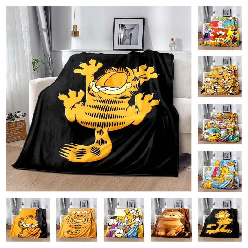 Garfield Cartoon Lazy Cat Print Soft Flannel Throw Blanket Warm Sofa Couch Bed Home Decor Cover For Classic Cartoon Fans