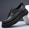 2025 Fashion Brand Male Brogues Footwear Genuine Leather Mens Casual Shoes Thick Sole Height Increasing Shoes Pure Black