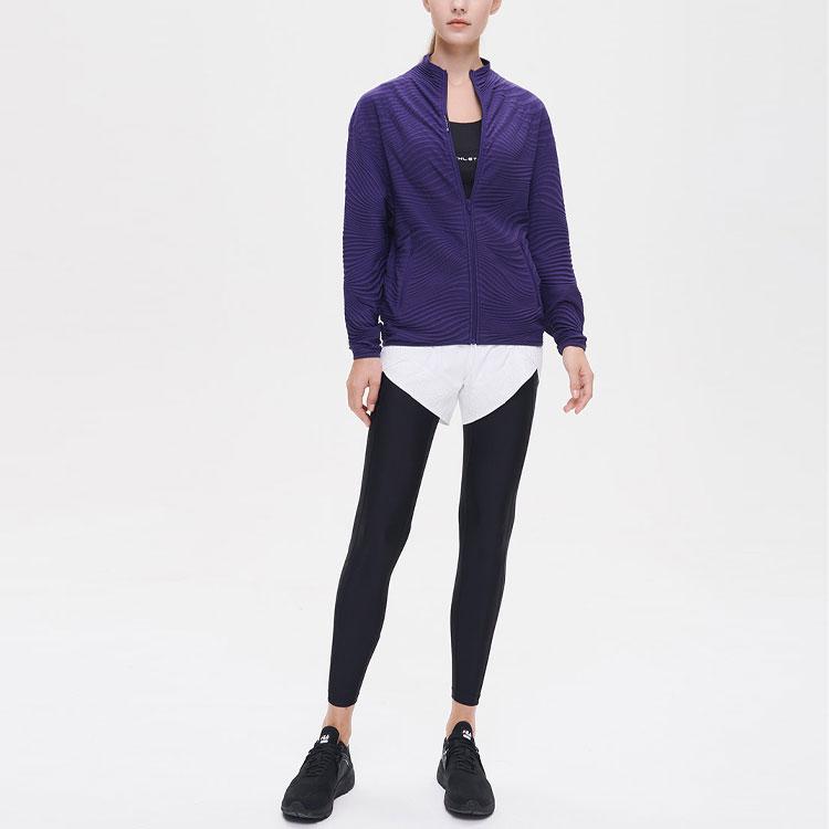 FILA Solid Color Knitted Sports Stand Collar Jacket Women jackets Deep-Navy A11W131507F-NV