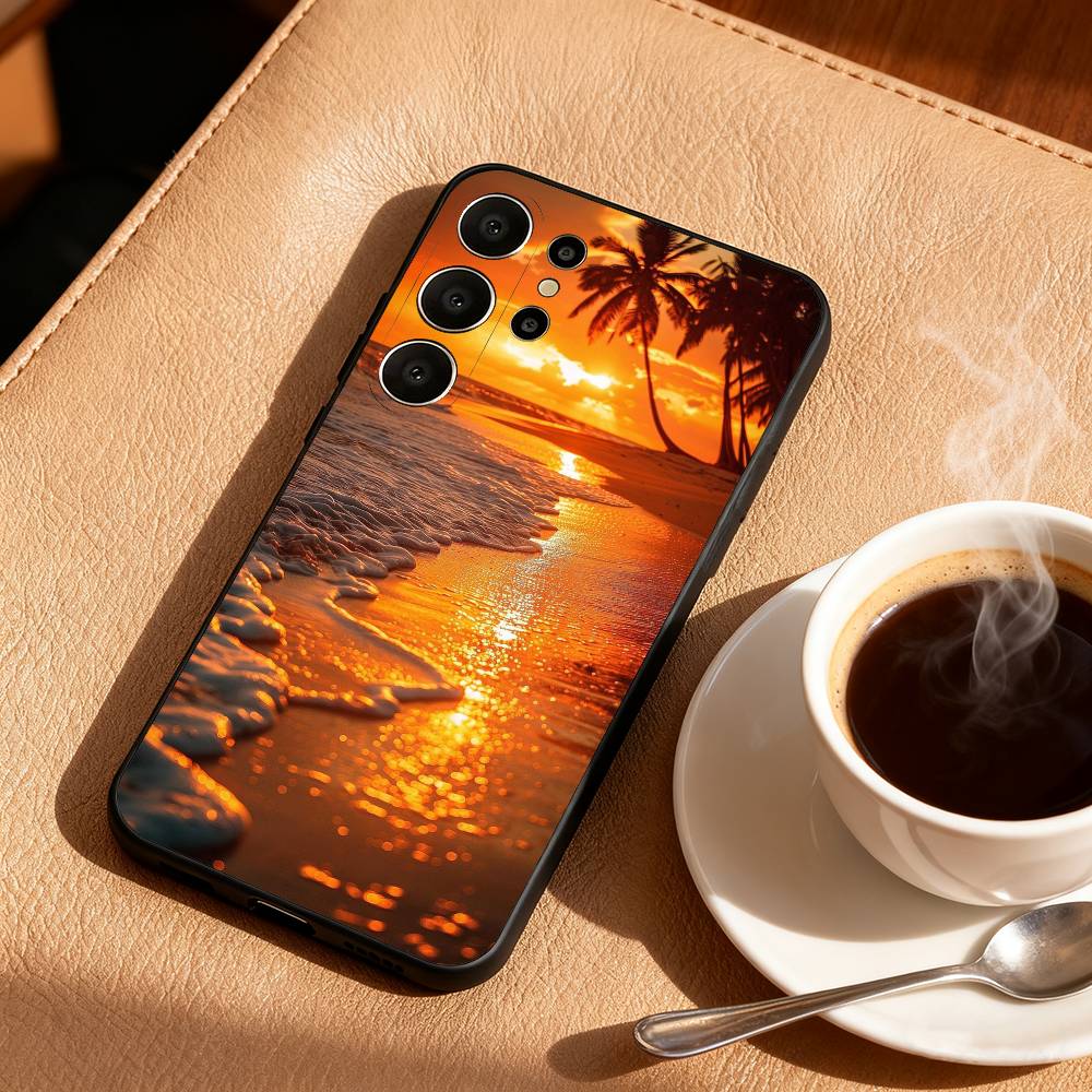 P-Malerei S-Sonnenuntergang Handyhülle Für Samsung S25,24,23,22,30,21,10,9,Ultra,Plus,Lite,FE Weiche Schwarze Hülle