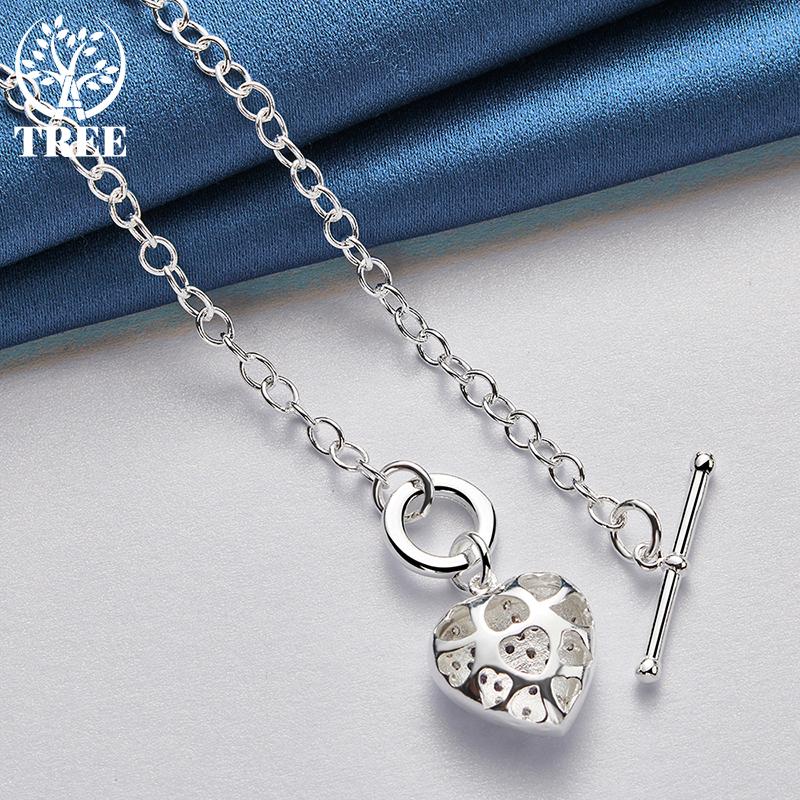 925 Sterling Silver Purple AAA Zircon TO Lant Heart Pendant Collier Bijuterii