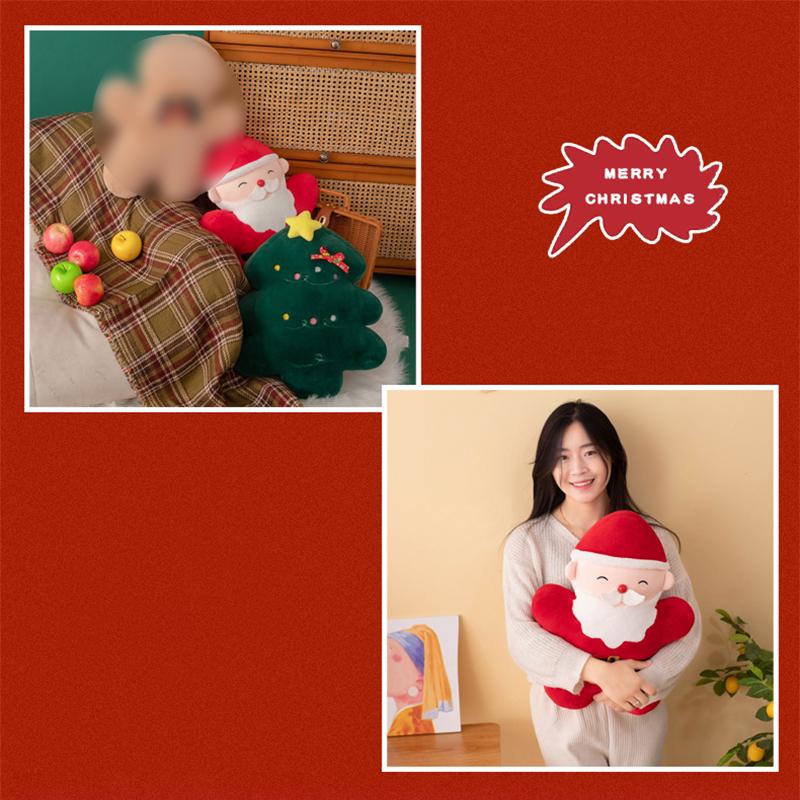 Christmas Decor Props Ornaments Cartoon Cute Christmas Tree Pillow Plush Santa Claus Cushion Pillow Xmas New Year Kids Gift