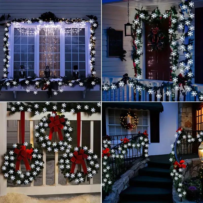 1pc 7M 50 LED Solar Snowflake Christmas String Light Solar Christmas Light Outdoor Snowflake Lights for Xmas Tree Holiday Garden